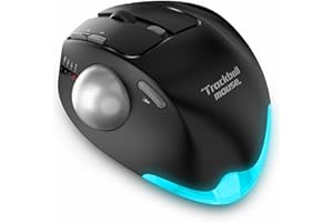 zelotes Mouse Trackball Bluetooth Wireless,Ricaricabile,4800DPI,8 Pulsanti,BT 5.0/3.0 + 2.4G,LED,Design Ergonomico,Mouse Senza Fili per PC,Laptop,Tablets,Nero