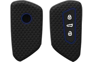 kwmobile Funda Compatible con VW Golf 8 Llave de Coche de 3 Botones - Carcasa Protectora de Silicona para Llave de Coche - Case en Negro/Azul