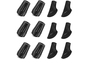 LAINIKE Nordic Walking Pads, 12Stück/6 Paar Nordic Walking Stöcke Gummipuffe, Gummipuffer für Wanderstöcke, Walking Stöcke Gummipuffer, Walking Pads, Für Trekking Asphalt Kies Gebirge Mit Durchmesser (10mm)