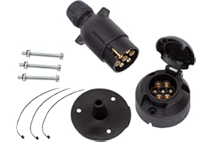 ETUKER 7 Pin Trailer Plug Socket, 7 Pin Trailer Socket Connector, 12V Waterproof Trailer Plug Socket for Truck/RV/Cars/Boat/Trailer/Caravan/Trailer Accessories Adapter (Screw End)
