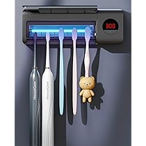 Zaxiva Tandenborstelhouder voor wandmontage, UV-tandenborstelsterilisator, elektrische tandenborstelhouder, wandtandenborstelhouder zonder boren, tandenborstelhouder, oplaadbaar, USB, badaccessoires