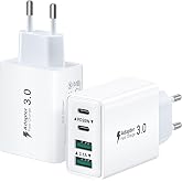 2-Pack USB C Charger, 40W 4-Ports USBC Multiple Plug Mobile Charger PD+QC Fast USB C Wall Charger Adapter Type C Fast Chargin