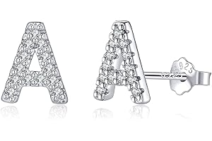 TIZU Orecchini con Lettere in Argento 925 Alberino Orecchini Anallergici per Donna Bambina Ragazza Orecchini Piccoli Iniziali con Zirconi Cubici Idee Regalo per Lei
