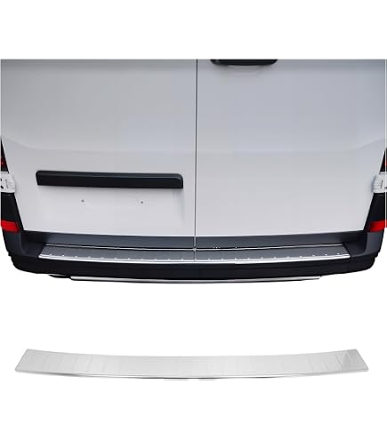 Protection Seuil de Pare-Chocs arrière - Compatible avec Mercedes Sprinter W906 2006-2018 - Couverture de Seuil de Coffre - Bande Seuil de Chargement - Style élégant - en Acier INOX Chromé