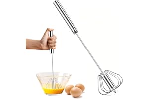 DAWUMIN Schneebesen Klein Halbautomatischer Whisk - Edelstahl Drehbarer Push Multifunktionaler Quirl zum Rühren und Schlagen Semi-automatic