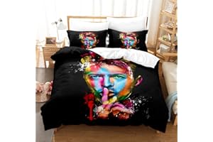 SPLYHX David Bowie Bettwäsche-Set, Einzelbett, Doppelbett, 3D-gedrucktes Bettbezug-Set, King-Size-Größe, für Kinderzimmer, Dekoration, Jungen, Geschenk (Einzelbett, Stil 2)