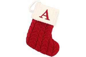 RAOPUZI Calcetines Navidad Chimenea con La Letra Botas de Navidad Decoracion Decoración Navideños para Colgar Bolsa Medias de Christmas Stocking Regalo Papá Noel Calcetín Navideña Adornos Rojos Blanco