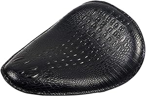 XMMT Black Alligator Leather Motorcycle Solo Driver Seat for Harely H-onda Sportster Bobber Chopper Custom
