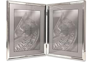 Lawrence Frames Polerowany srebrny talerz 8x10 na zawiasach podwójna ramka na zdjęcia - wzór z koralikami