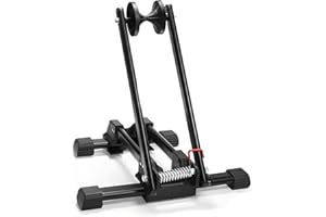 DOKENO Aluminiowy składany stojak na rowery, odpowiedni do rowerów od 20 do 29 cali, szerokość opon do 2,4 cala, idealny do użytku domowego, garażu, biura i sklepów detalicznych