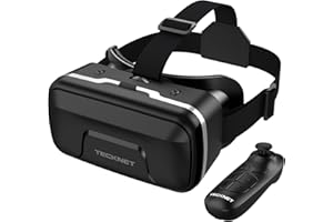 TECKNET VR Headset for Phone with Controller, Virtual Reality Headsets with HD 110°FOV Anti-Blue Light Lenses & Adjustable Gears, 3D VR Headset for Kids Compatible iPhone Samsung Android 4.7-7.2"