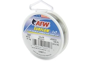 American Fishing Wire Surflon Nylon Coated 1x7 Stainless Steel Leader Wire - Fishing Leader Line for Salzwasser, 4,5 kg Test - 113,4 kg Test in Bright, Black, Camo in 9,1 m, 30,5 m, 91,4 m und 0,3 m
