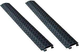 ADO - Protector de Cable/pasacable de plástico para Suelo protección de Cables eléctricos de 1 vía 100x13cm (2- Pasacables Negros)