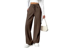 PINSPARK Damen Jogginghose High Waist Sporthose Weites Bein Sweatpants mit elastischem Bund Yogahose Trainingshose Fitness Sweathose Baggy Freizeithose mit Taschen