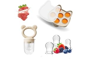 Fruit Teether, Baby Food Feeder & Food Freezer Tray, 2 in1 Silicone Nibbler Pacifier and Teether, Infant Teething Training for 1-12 monthes