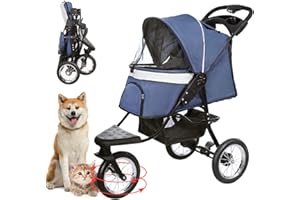 Nastarki Hundebuggy Faltbarer Haustier, Hundewagen Haustier Buggy bis 25 kg Hund Katze Reise Kinderwagen 3 Räder, Hundekinderwagen für Mittelgroße Hunde (Dunkelblau)