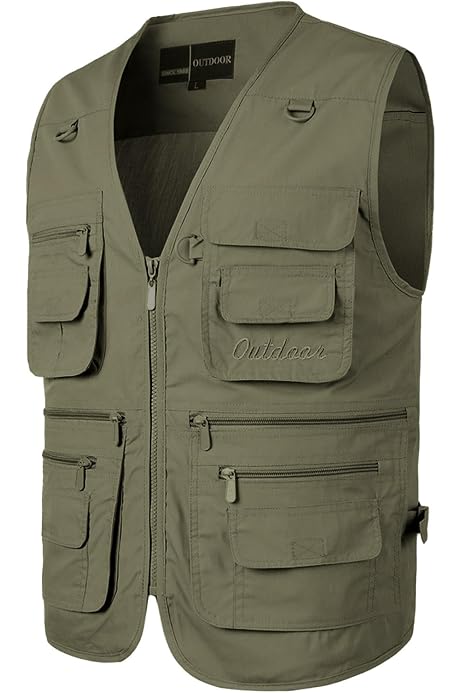 Lucrosun Leichte Outdoor-Angelweste Für Herren – Mit Vielen Taschen, Atmungsaktiv & Schnell Trocknend