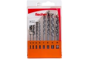 Fischer Set 8 Punte Trapano D-S PMN, Diametro 3-4-5-6-7-8-9-10 mm, Punte al Carburo, Attacco Cilindrico, per Muro Pieno e Mattoni Forati, 543027