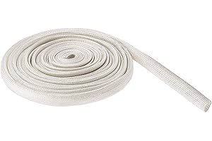 Rebower Guaina fibre Vetro Cavo Isolato Protezione Tubo [per Applicazioni Ad Alta Temperatura] - 32.8Piedi-8mm / Bianco