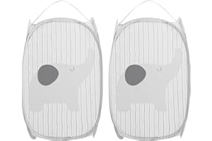 Hwtcjx Cestos para Lavandería Plegables 2 Piezas, Pop-Up Malla Cesto de Ropa Plegable, Bolsa Bin Cesto Juguete, Organizador de Almacenamiento, Cesta de Lavandería con Asa, 30x30x48cm (Gris)