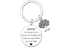 GUOYU Cadeaux Mamie Porte-clés Mamie Cadeau Fête des Grand Mères Arbre de Famille Porte Clés pour Femmes Idées Cadeaux Drôles Cadeau Anniversaire Cadeaux de Noël pour Mamie Grand-mère