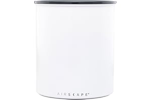 PLANETARY DESIGN Airscape Bote de almacenamiento de café en grano y comida | Acero inoxidable | Con tapa hermética patentada que conserva la frescura de los alimentos | Capacidad: 1 Kg | COLOR: BLANCO MATE