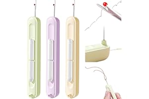 UNIANE 3 Stück Steckbarer Nadeleinfädler, 2 in 1 Nadeleinfädler und Nahttrenner, Dehnbarer Entferner Nadeleinfädelwerkzeug Werkzeuge, Manuelle Einfädelhilfe für Handnähen, Stricken, Handwerk