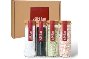 Silkflair – Set regalo di sale gourmet | 4 sali dal mondo: rosa dell’Himalaya, nero e verde delle Hawaii, fiocchi di sale piramidale | Box salgemma naturale – idea regalo cucina