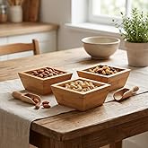 Deconox Doğal Bambu Kare &Ccedil;erezlik ve Sunum Kasesi &ndash; 10x10 cm Kahvaltılık Zeytinlik, Sosluk, Drajelik ve Kahve Yanı Lokumluk (