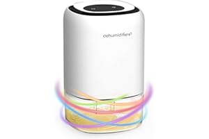 Deumidificatore Casa-Kitette Deumidificatore Portatile,Con serbatoio Dell'acqua da 1400 ml,Deumidificatore Ambiente Armadio,Luci LED 7 colori, Spegnimento Automatico