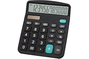 Meichoon Grande Calculadoras Básicas Oficina Dual Power Pantalla de 12 dígitos Batería Solar Financiera Dedicada Función Estándar Calculadora Comercial Escritorio Máquina de Cálculo Negro KA08