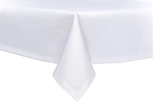 texpot Gartentischdecke 130 x 220 cm in Weiß mit Leinen Optik Lotuseffekt Fleckschutz Bügelfrei Tischdecke