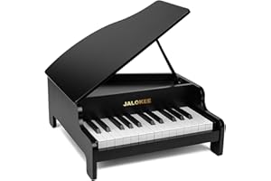 JALOKEE Teclado de Piano para niños, 25 Teclas, Piano de Cola Miniatura, Instrumento Educativo de Madera, Volumen Ajustable, Adecuado para niñas y niños de Corta Edad (Negro)