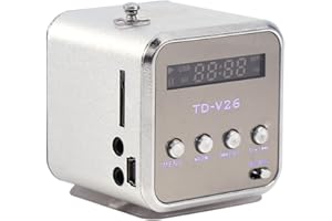 CCYLEZ -Lautsprecher, Musik-Player mit UKW-Radio, Eingebauter 600-mAh-Akku, Unterstützung für TF-Karte und U-Disk, Geeignet für Zuhause, Schlafsaal, Küche, Badezimmer(Silber)