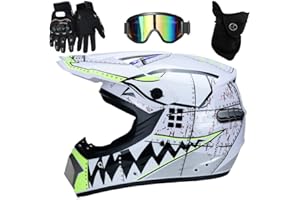 UIGJIOG Casque Moto Enfant, Casque de Cross pour Enfant, avec Goggle/Gants/Masque, D. O. T Standard, pour BMX MTB Quad Enduro ATV Scooter