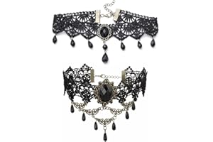 JEYORZY 2 Stück Gothic Chokers, Gothic Halsband, Damen-Halsketten, Vintage Halloween Accessoires, damen Choker, Vampir Look, Modisches Accessoire Trachtenschmuck für Partys und Abende Vampir Halskette