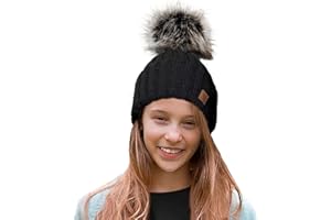 4sold Ribbed Striped Thermal Insulating Bobble Funny Beanie Baby Kids Girls Boys Hat Wool Knitted with Pom Pom Winter Warm SKI Snowboard Hats