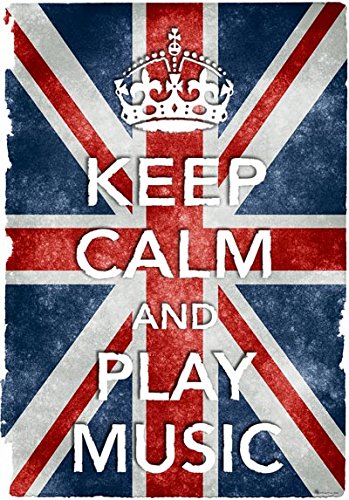 KC32 Vintage Style Union Jack Keep Calm And Play Music Funny Poster Re-Print - A4 (297 x 210mm) 11.7" x 8.3"