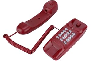 Topiky Skrivbordsvägg kompakt telefon, platsbesparande fast telefon med telefonsvarare blixtfunktion och mute-omkopplare för hotell hemmakontor, svart röd vit (lila