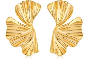 LILIE&WHITE Boucles d'oreilles dorées en forme de feuilles – Bijoux élégants pour femmes – Inspiration naturelle et design raffiné – Accessoire de mode chic