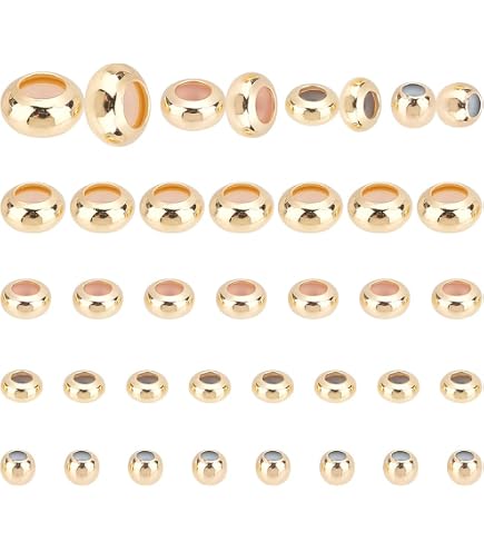 20 Perles Espacement Acier Doré Avec Anneau Caoutchouc – Pour Bracelets Et Colliers DIY – Anti-Glisse - 5
