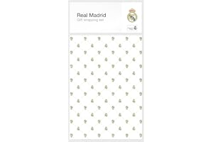 GRUPO ERIK Papel regalo Real Madrid - Papel de regalo infantil + Kit envolver real madrid niño regalos navidad | 2 bolsa regalo : Papel envolver regalo (50x70 cm) Embalaje para regalos