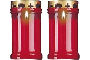 Widdle Gifts Ltd 2 Pack - 12cm Grave Candle | Mourning Light Memorial Candle - Approx 39 Hour Burn time,Gold,red