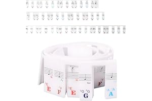 Piano Keyboard Stickers 88-Key Full Size, OIHCAZ Rremovable Silicone Piano Note Labels for 37/49/54/61/76/88 White and Black Keys, Colorful Keyboard Note Stickers for Beginners