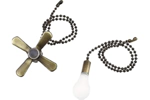 YINETTECH 2pcs Metal Beaded Pull Chain Ball 30CM Chain Extension with Mini Fan Bulb Pendant For Ceiling Fans Lights Bronze