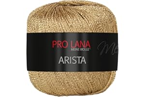 Frida's Wollhaus Pro Lana Arista Fil à crochet 25 g - À effet pailleté - Fil lurex doux - 12 couleurs (300, doré)