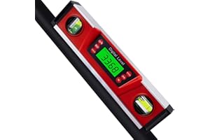 EOUTIL Digital Level and Protractor, 10 Inch IP54 Protected Electronic Bubble Inclinometer Angle Finder Gauge with Large LED Backlight Display & Magnetized V-Groove Base Carrying Bag Included
