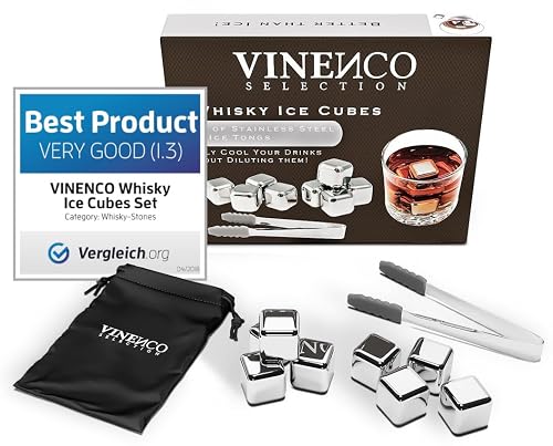 Whisky-Steine Set, 8 Edelstahl-Eiswürfel