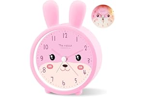 ‎POTUOPY Potuopy Wecker Kinder für Mädchen Jungen Kaninchen Wecker, Kinderwecker Ohne Ticken Schüler Reisewecker mit Licht