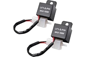 ULIWAMOWI 2 Piezas Relé Intermitentes LED Moto, 2 Pines 12V 150W Relé Indicador Giro LF1-S-PIN, Relés Electrónico con Cable Universal para Motocicleta, Scooter y Ciclomotor, Control Estable de Señal de Giro